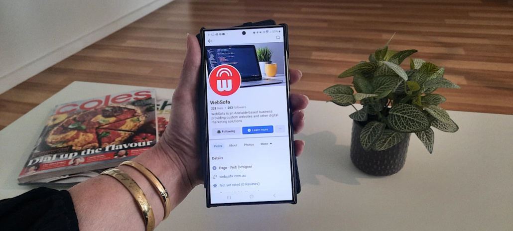 User viewing WebSofa social media post