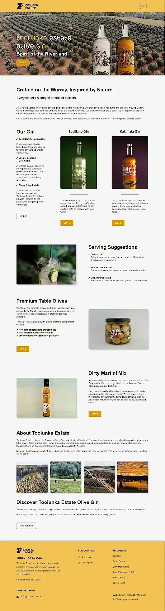 Screenshot of Toolunka Gin website
